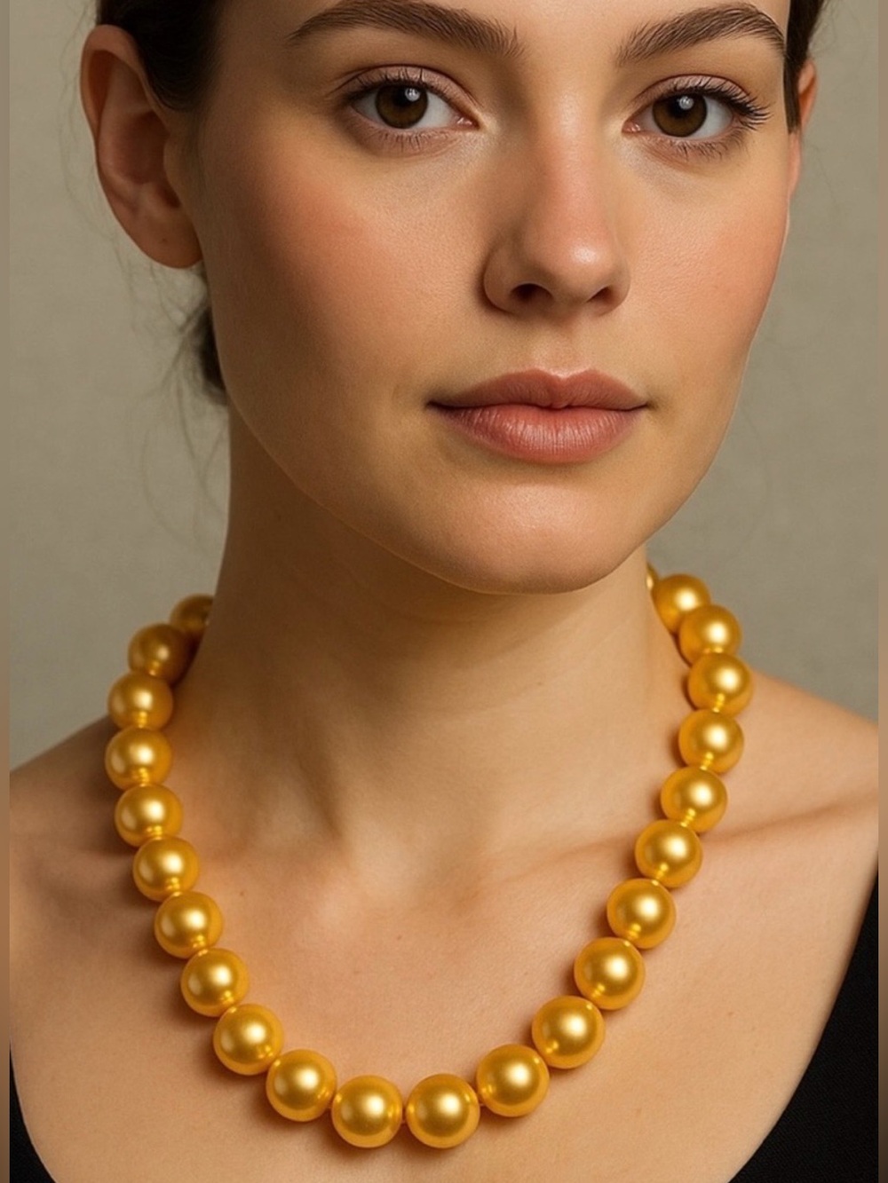 Stauer Golden Shell Pearl Necklace 18” Hand Knotted Sterling Clasp